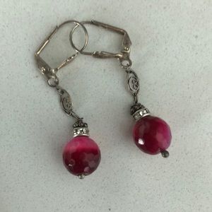 Pink hombre stone earrings